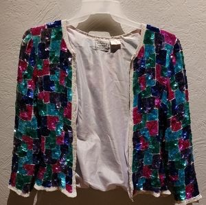 Vintage Sequin Beaded Silk Lined Blazer